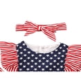 thumbnail image 4 of Independence Day Bambin Bébé Filles Garçons Rompers Star Rayé Imprimé Volants Manches Courtes Combinaisons Bandeau, 4 of 6