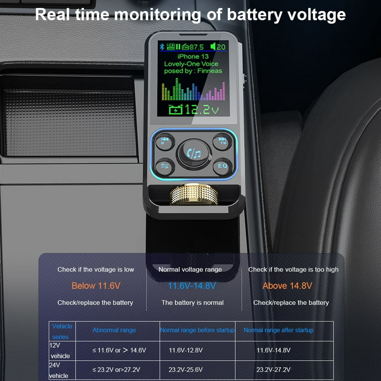 Kizocay FM Bluetooth Transmitter for car, Bluetooth Car Adapter