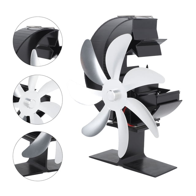 Heat Powered Stove Fan Heat Powered Fan Heat Powered Stove Fan Heat Powered Fan Moon Model Fanner Aluminium Alloy 7 Blade for Garden Fireplace, Thermal Power