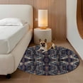 thumbnail image 3 of Modern Black, Round Area Rug 7 FT, Non Slip Living Room Area Carpet, Abstract Rustic Chic Geometric Bohemia Washable Soft Circular Rug Non-Shedding Floor Carpet for Bedside Office Play Room Classroom, 3 of 9