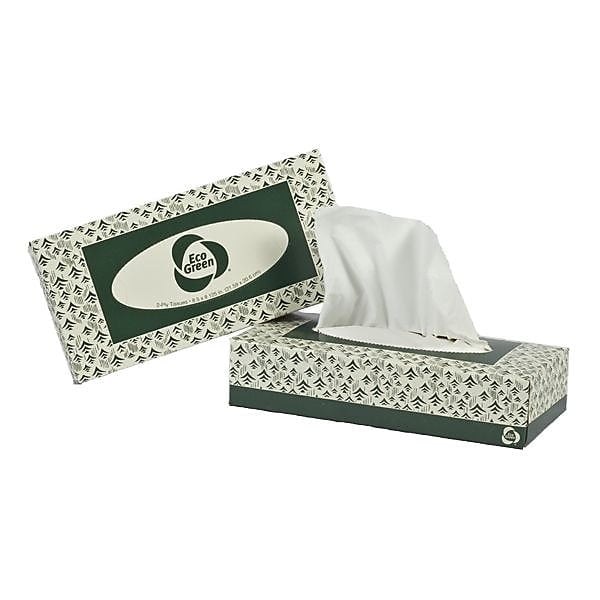 Eco Green Recycled Facial Tissue, 2 Ply, 8.125 EF150