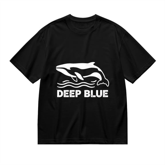 Black T Shirts for Men, Deep Blue Whale Graphic 1 Mens Graphic Tees, 24846461,S