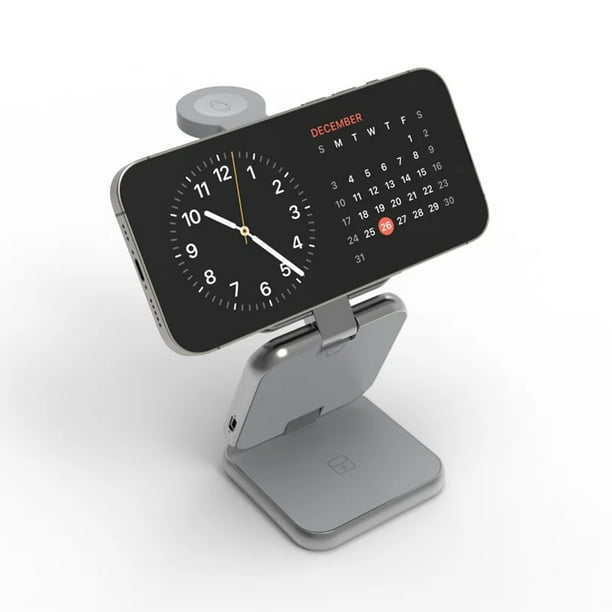 Cargador inalámbrico magnético plegable con ángulo ajustable, 22,5 W, carga rápida, compatible con iPhone, AirPods y i-Watch