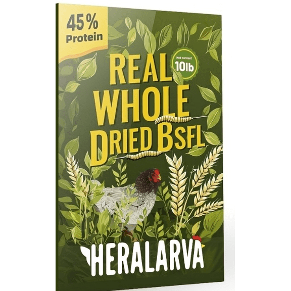 Heralarva Dried Black Soldier Fly Larvae Non-GMO High Protein Chicken Feed, 10 lb Bag