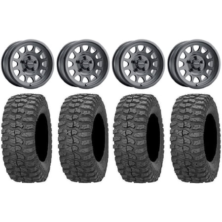 Method 414 15 Wheels Bk +38mm 32 Rock-A-Billy Tires Polaris RZR Turbo R & Pro R Ranger 1500 Xpedition