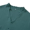 thumbnail image 4 of SAYOO Mujer Primavera Otoño Camisa casual Color sólido Manga larga Cuello en V Blusas con botones SAYOO S M L XL, 4 of 9