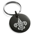 thumbnail image 1 of Stainless Steel Tribal Fleur De Lis Engraved Small Medallion Circle Charm Keychain Keyring, 1 of 1