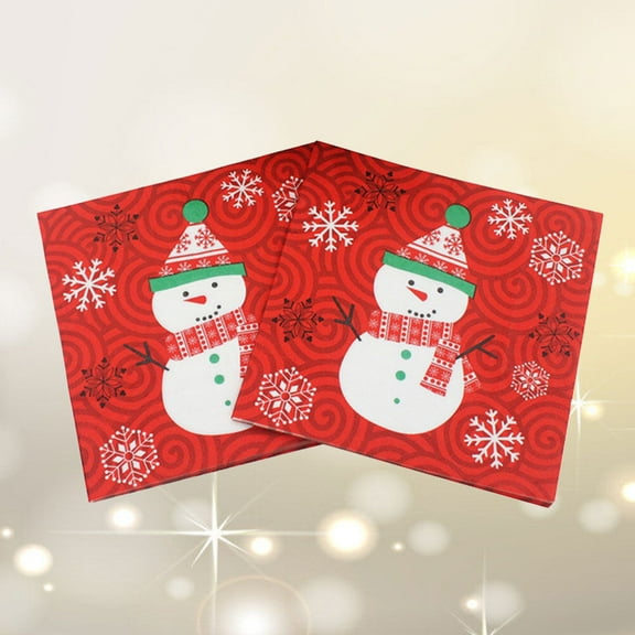 GOOHOCHY  20 Pcs/Set Christmas Snowman Napkin Decorations Dinner Napkins Cloth