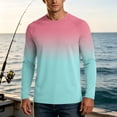 thumbnail image 5 of Men's UPF 50+ Sun Protection Long Sleeve Shirt, Gradient Quick-Dry Elastic Outdoor Rash Guard Hot Pink XL, 5 of 6