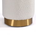 thumbnail image 5 of Bellini White Boucle Fabric Round Footstool Ottoman with Golden Accent Base Small Size, 5 of 5