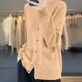 thumbnail image 4 of SeekIslan Women's Sweaters with Button Down Crew Neck Long Sleeve Pockets Knit Cardigan, 4 of 5
