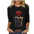 thumbnail image 2 of YUNAFFT Valentine's Print Casual T-Shirt for Women with Round Neck and Three-Quarter Sleeves Loose Fit Pullover Top, 2 of 7