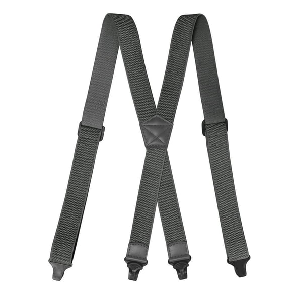 MOJOGO Unisex Suspenders Casual Solid X Shape Adjustable Elastic Braces 1.5 In Heavy-Duty Suspender Dark Gray Free Size