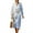 Light Blue Ink White Plum Blossom, variant on COEQINE Women's Midi Dress 3/4 Sleeve Wrap V-Neck Casual Sundress, Loose Fit Linen-Like Calf Length Tunic Dress for Women, Machine Washable, Size S, Blue Tie-dye
