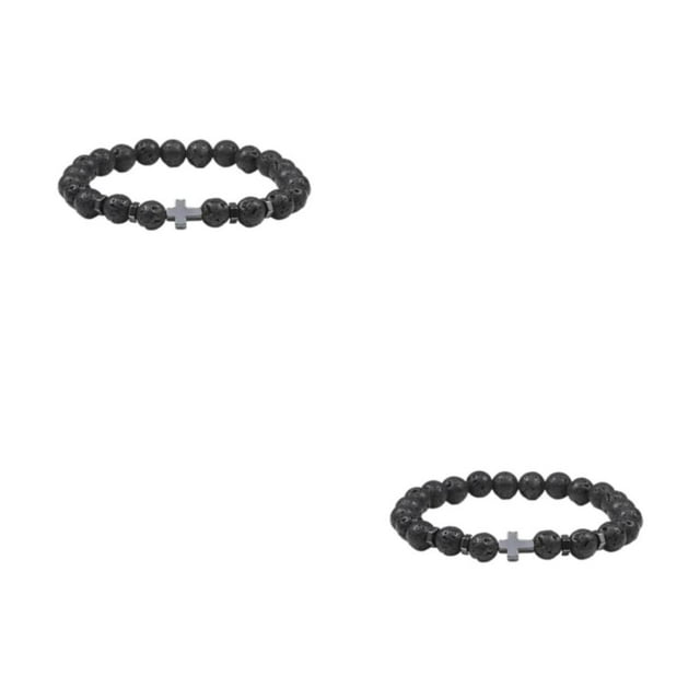 Decodeary Gifts Unisex Bracelets With Exquisite Beads For Loved Ones Easy Matching volcanic stone 2Set
