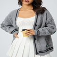 thumbnail image 3 of Femmes Doux Cardigan en Tricot Manches Longues V Cou Étoile Imprimer Bouton Bas Tricot Automne Hiver Pull Rouge M, 3 of 8
