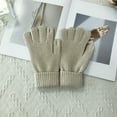 thumbnail image 2 of Clearance! Baberdicy Women Autumn and Winter Casual Solid Color Knit Warm Gloves Beige, 2 of 3