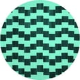 thumbnail image 1 of Ahgly Company Machine Washable Indoor Round Abstract Turquoise Blue Contemporary Area Rugs, 5' Round, 1 of 4