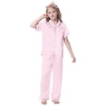thumbnail image 3 of Conjunto de pijama Umeyda Satin para niñas de manga corta y pantalones, 3 of 7