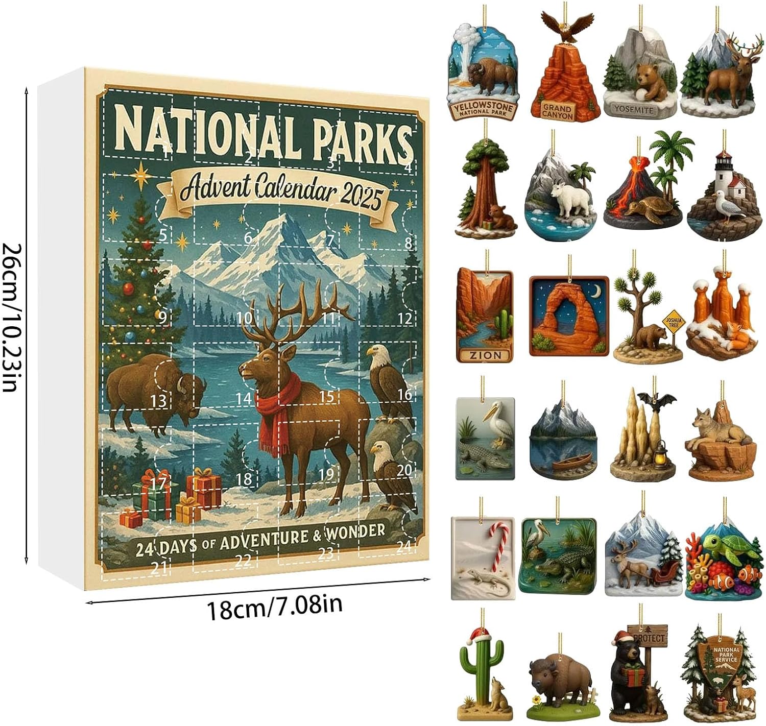 National Parks Advent Calendar 2025, 24-Day Christmas Countdown Calendar Featuring Legendary Landscapes & Wildlife, Holiday for Nature Lovers, Families & Explorers