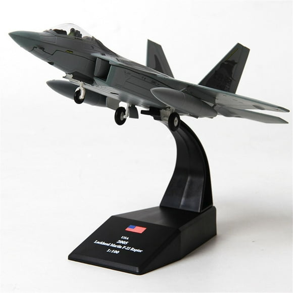 F-22 Raptor Fighter - 1/100 Diecast Airplane Model Fighter Toy Military Airplane with Display Stand