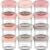 KeaBabies 12pk Prep Baby Food Storage Containers, 4oz Leak-Proof Glass Baby Food Jars (Roseate)