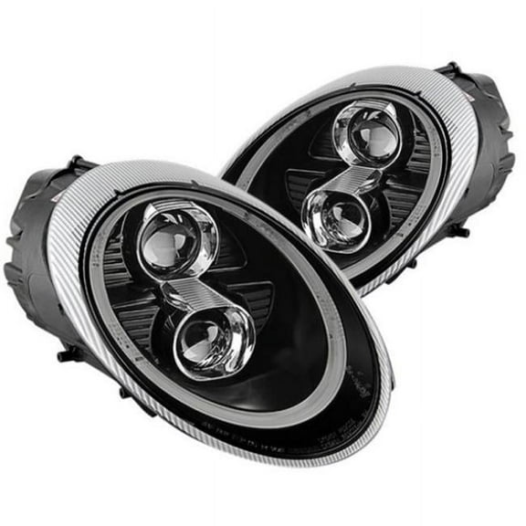 2005-2009 Porsche 911 997 Black DRL Bar Projector LED Headlights - Black