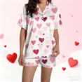 thumbnail image 5 of Jalioing Pajama Set for Women 2 Piece Heart Print Short Sleeve Button Down Shirt and Pajama Shorts Set Comfy Loungewear Set, 5 of 9