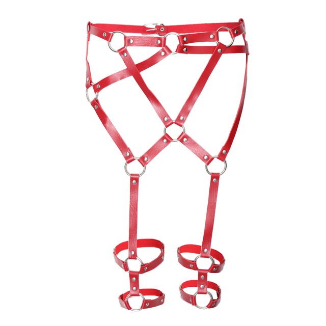 Cinturón de Liga Atractivo Del Arnés de Cuero de Las Mujeres Cintura Ajustable Cinturón de de La Pierna rojo Macarena Cinturón de arnés para el cuerpo de la mujer