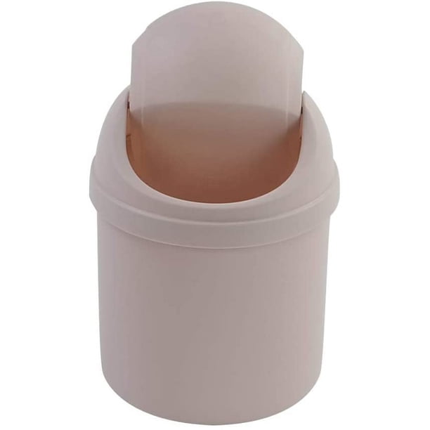 Mini bote de basura de plástico con tapa abatible, 0,7 galones (rosa) Ormromra WMZL-208-2