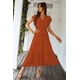 thumbnail image 2 of Vestido PRETTYGARDEN cruzado con escote en V, maxi de verano color rojo talla M, 2 of 7
