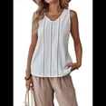thumbnail image 1 of Camisetas de Sin Mangas para Mujer, Blusas Informales Holgadas con Cuello en V, Blusas Tipo Túnica, Blancas, Talla XL, 1 of 9
