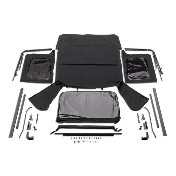 Rugged Ridge by RealTruck Complete Soft Top for Jeep CJ & Wrangler YJ | Black Diamond | 13782.35 | Compatible with 1976-1986 Jeep CJ; 1987-1995 Jeep Wrangler YJ w/ Factory Full Steel Doors