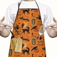thumbnail image 2 of Vintage Halloween Elements Pattern Apron-Garden Aprons for Women with Pockets-Cotton Linen Waterproof Kitchen Cooking Gardening Aprons Adjustable for Kitchen,Cooking,BBQ and Salon 33"x27", 2 of 7