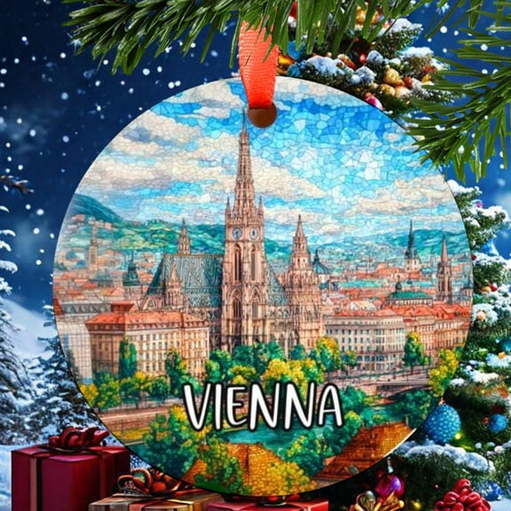 Vienna Austria Christmas Ornament, Ceramic, Acrylic -, Travel Souvenir, Festive Tree, Vacation Keepsake 2025, Traveler Gift, Commemorative, Holiday Tree Decoration