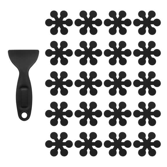 20pcs Non-Slip Bathtub Stickers, Showers Treads Marble Snow Shaped Appliques with 1 Pcs Scraper for Bath Tub, Black