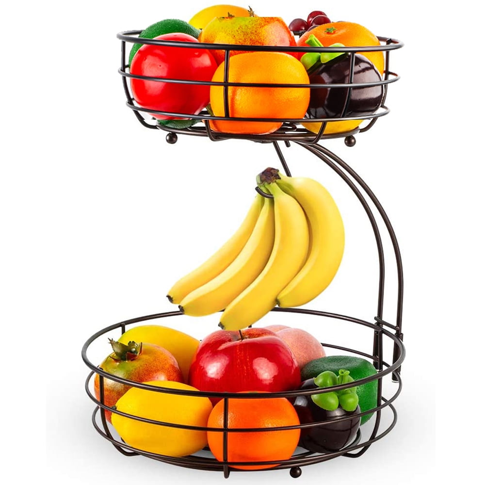 Fruits Baskets 2 Tier, Fruits Bowls Large Capacity, Fresh Fruit