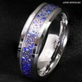 thumbnail image 2 of Tungsten Rings for Men Wedding Bands for Him 8mm Clockwork Gears Blue Carbon Fiber, 2 of 6
