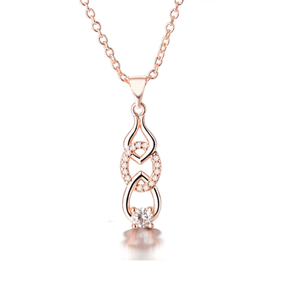 Amy and Annette 18K Rose Gold Plated Crystal Link Pendant Necklace with crystals from Swarovski