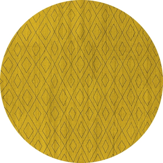 Ahgly Company Indoor Round Oriental Yellow Industrial Area Rugs, 4' Round