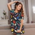 thumbnail image 2 of Horeoi Bowling Ball Print Women's Short-sleeved Nightdress Breathable Cotton-like Material Loose A-line Knee-length, 2 of 6