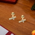 thumbnail image 5 of GARVALON 1 Pair Earrings for Women Studs Set Golden Copper for Ear Jewelry Special Occasions present, 5 of 8