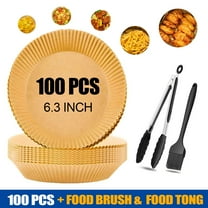 100PCS Air Fryer Liner with Food Tong and Brush Disposable Paper Liner
