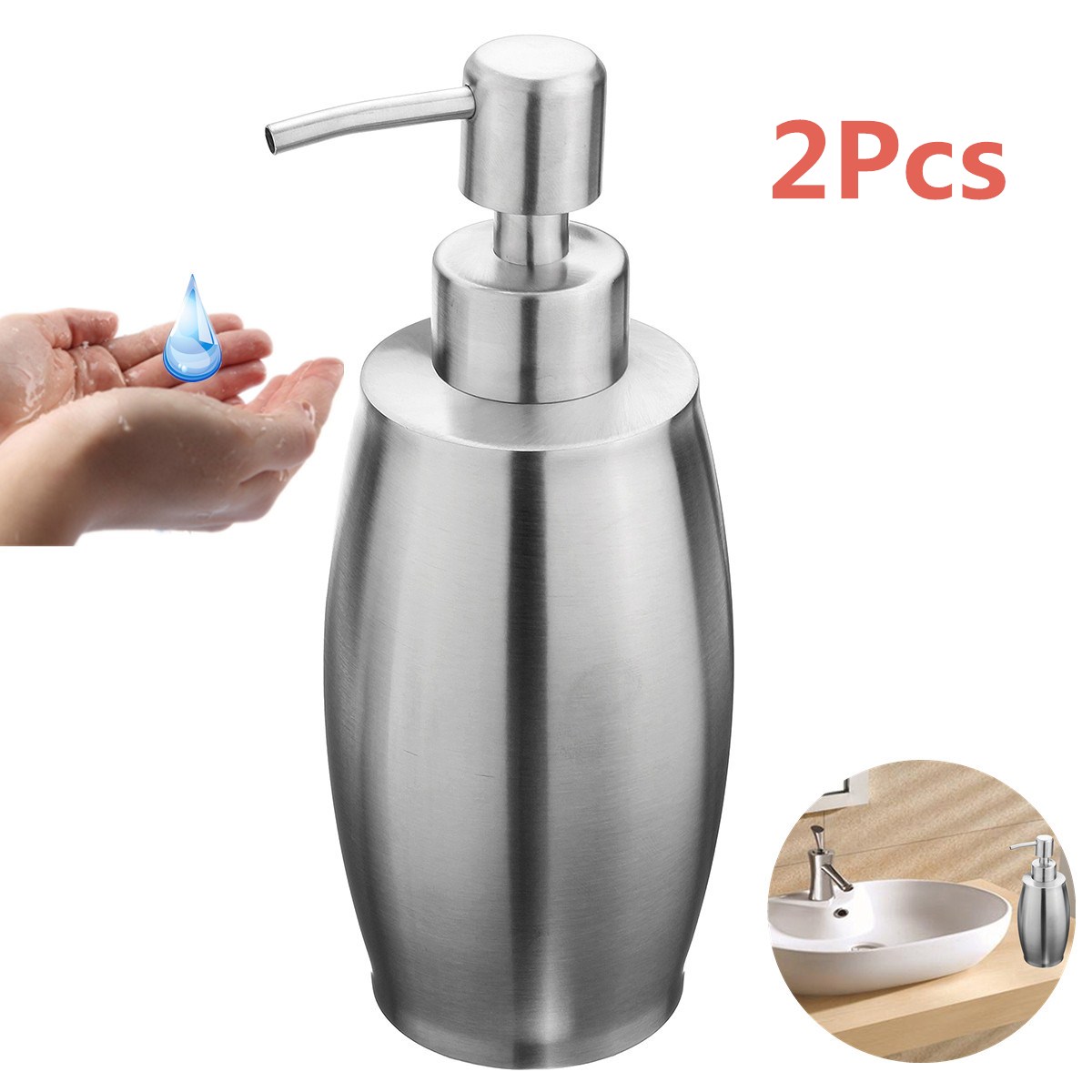375ML 304 Stainless Steel Bathroom Soap Lotion Pump Dispenser Press