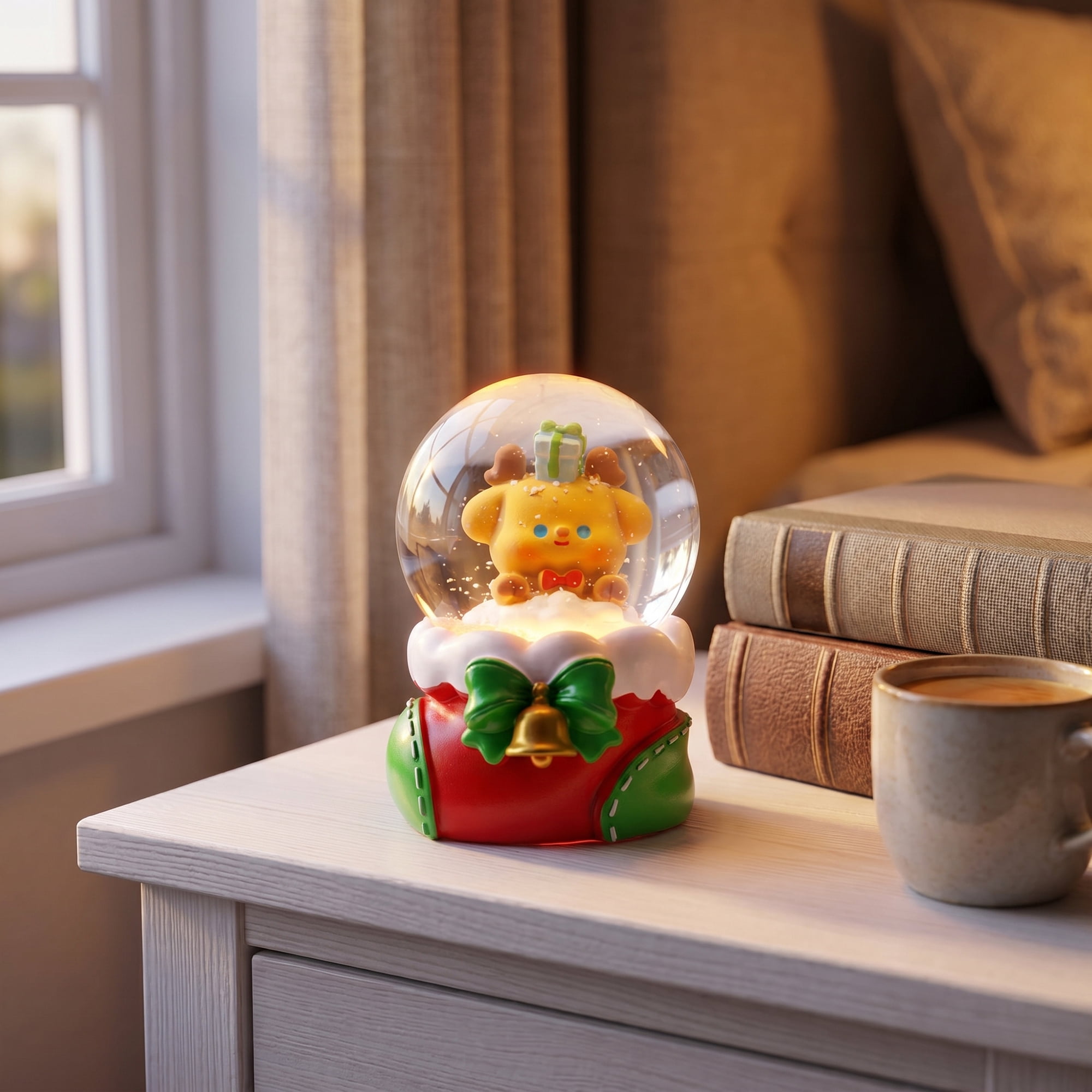 Unique Bargains Crystal Ball Shatterproof LED Glitter Snow Globe Red M 2.6" x 2.6" x 3.7"