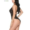 thumbnail image 3 of BadPiggies Women Teddy Lingerie One Piece Deep V Sexy Lace Babydoll Mini Bodysuit (L, Black), 3 of 4