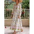 thumbnail image 6 of Vintage Chic Fashion Bohemian Women Floral Print Flare Sleeve Maxi Dresses Ladies Ruffles Holiday Boho Dress Vestidos Robe, 6 of 6