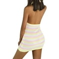 thumbnail image 4 of ITFABS Women Chic Close-fitting Dress, Green Stripe Patterns Deep V-neck Sleeveless One-piece, 4 of 6