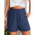 thumbnail image 6 of HKYNLAG Shorts for Women Dressy Casual Elastic High Waisted Ruffle Comfy Lightweight Summer Shorts for Beach Vacation Dark Blue 2XL, 6 of 6