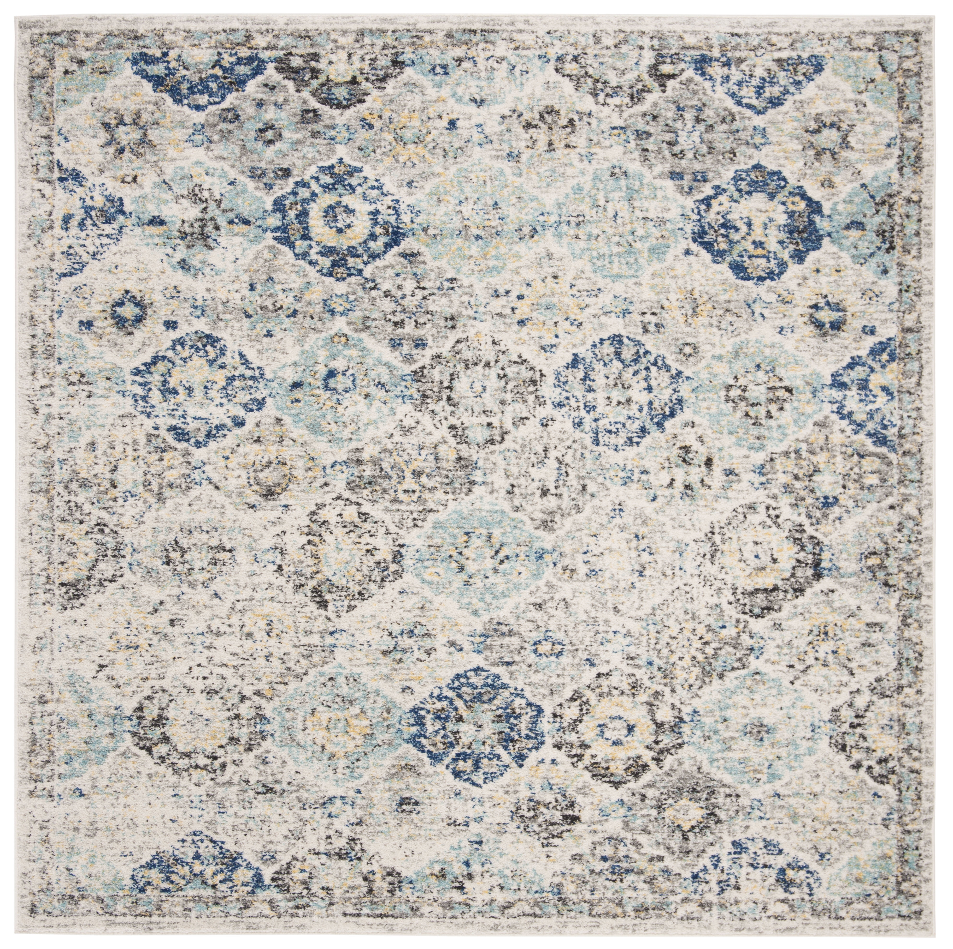 SAFAVIEH Square Rug 12' - Madison Collection - X-Large - Transitional Modern Design, Ivory & Aqua, Non-Shedding & Easy Cleaning, Ideal for Living Room, Bedroom, Dining Space (MAD611A)